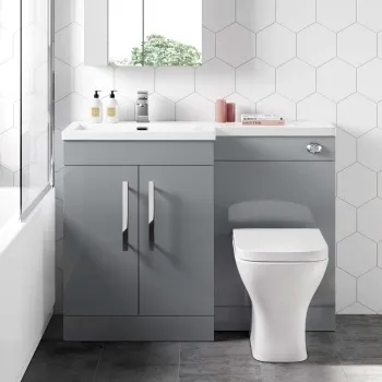 Avon Stone Grey Combination Vanity Basin and Atlanta Toilet 1100mm - Left Handed