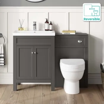 Bermuda Graphite Grey Combination Vanity Basin and Seattle Toilet 1100mm
