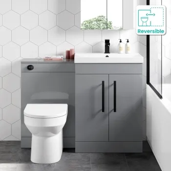 Avon Stone Grey Combination Vanity Basin and Miami Toilet 1100mm - Black Accents