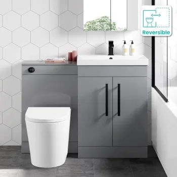 Avon Stone Grey Combination Vanity Basin and Boston Toilet 1100mm - Black Accents