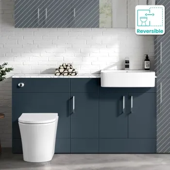 Harper Navy Blue Combination Vanity Basin with Marble Top & Tucson Toilet 1500mm