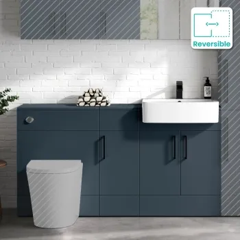 Harper Navy Blue Combination Vanity Basin 1500mm (Excludes Toilet) - Black Accents