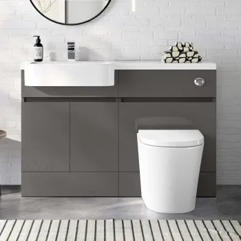 Foster Tungsten Grey Combination Vanity Basin and Boston Toilet 1200mm - Left Handed