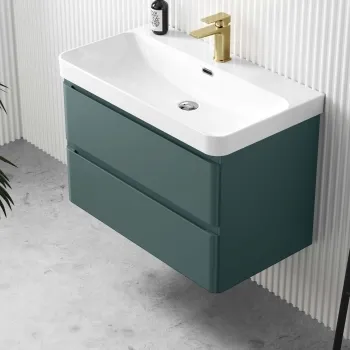 Corsica Midnight Green Wall Hung Basin Drawer Vanity 800mm