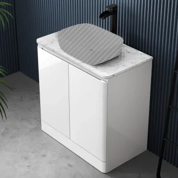 Corsica Gloss White Vanity with Marble Top 800mm - Excludes Counter Top Basin