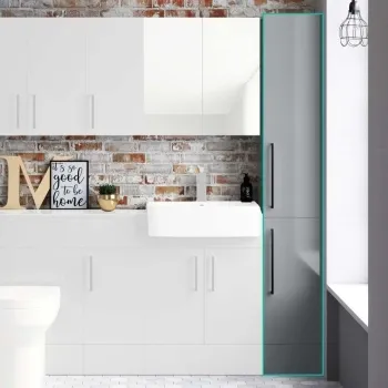 Harper Stone Grey Floor Standing Tall Cabinet 1900x300mm - Black Accents  