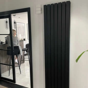 Faro Matt Black Double Flat Panel Vertical Radiator 1800x490mm
