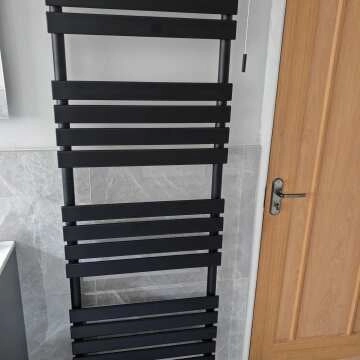 Santorini Matt Black Flat Panel Heated Towel Rail 1600x600mm