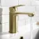 Lune Brushed Brass Basin & Shower Bath Mixer Tap Set