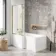 L Shaped 1500 Shower Bath & 6mm Easy Clean Brushed Brass Bath Screen - Left Handed