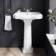 Hudson Traditional Low-Level Toilet With Cotton White Seat & Pedestal Basin - Single Tap Hole
