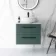 Elba Midnight Green Wall Hung Drawer Vanity with Marble Top & Oval Counter Top Basin 600mm - Black Accents