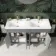 Bermuda Dove Grey Double Basin Vanity 1200mm - Brushed Brass Accents