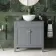 Bermuda Dove Grey Vanity with Round Counter Top Basin 800mm - Brushed Brass Accents