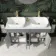 Bermuda Dove Grey Vanity with Marble Top & Curved Counter Top Basin 1200mm - Brushed Brass Accents