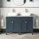 Bermuda Inky Blue Vanity with Marble Top & Curved Counter Top Basin 1200mm - Brushed Brass Accents
