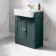 Monaco Midnight Green Basin Vanity 600mm - Brushed Brass Accents
