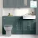 Monaco Midnight Green Traditional Basin Vanity and Back To Wall Unit 1500mm (Excludes Pan & Cistern) - Brushed Brass Accents
