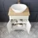 Lucia Chalk White Vanity with Oak Effect Top & Oval Counter Top Basin 640mm - Brushed Brass Accents