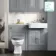 Monaco Dove Grey Combination Vanity Basin with Marble Top & Hudson Toilet with Wooden Seat 1200mm - Brushed Brass Accents