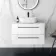Elba Gloss White Wall Hung Drawer Vanity with Marble Top & Curved Counter Top Basin 800mm - Black Accents