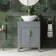 Bermuda Dove Grey Vanity with Oval Counter Top Basin 600mm - Brass Knurled Handles