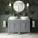 Bermuda Dove Grey Vanity with Marble Top & Oval Counter Top Basin 1200mm - Brass Knurled Handles