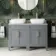 Bermuda Dove Grey Vanity with Marble Top & Curved Counter Top Basin 1200mm - Brass Knurled Handles