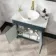 Bermuda Inky Blue Vanity with Marble Top & Oval Counter Top Basin 800mm - Brass Knurled Handles