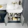 Monaco Inky Blue Combination Vanity Traditional Basin with Marble Top and Boston Toilet 1500mm - Brass Knurled Handles