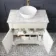 Lucia Chalk White Vanity with Marble Top & Round Counter Top Basin 840mm - Brass Knurled Handles