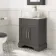 Lucia Graphite Grey Vanity with Marble Top & Round Counter Top Basin 640mm - Brass Knurled Handles