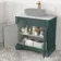 Lucia Midnight Green Cabinet with Marble Top 840mm (Excludes Counter Top Basin) - Brass Knurled Handles