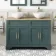 Lucia Midnight Green Double Vanity with Oak Effect Top & Round Counter Top Basin 1200mm - Brass Knurled Handles