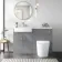 Harper Stone Grey Combination Vanity Basin and Boston Toilet 1200mm - Brushed Brass Accents - Left Handed