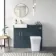 Harper Navy Blue Combination Vanity Basin & Houston Toilet 1000mm - Brushed Brass Accents