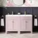 Bermuda Cashmere Pink Double Basin Vanity 1200mm - Brushed Brass Accents