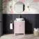 Bermuda Cashmere Pink Vanity with Marble Top & Oval Counter Top Basin 600mm - Brushed Brass Accents