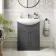Capri Slate Grey Vanity with Semi Recessed Basin 650mm - Brushed Handles
