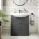 Capri Slate Grey Vanity with Semi Recessed Basin 750mm - Brushed Handles