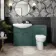 Capri Mystic Green Combination Vanity Basin and Austin Toilet 1350mm - Chrome Handles