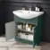 Capri Mystic Green Combination Vanity Basin and Austin Toilet 1350mm - Chrome Handles