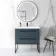 Elba Inky Blue Wall Hung Basin Drawer Vanity 800mm with Matt Black Stand