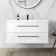 Elba Gloss White Wall Hung Basin Drawer Vanity 1000mm - Black Accents