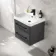 Omaha Slate Grey Wall Hung Basin Drawer Vanity 600mm - Black Accents