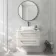 Omaha Linen White Wall Hung Drawer Vanity with Marble Top & Curved Counter Top Basin 800mm