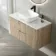 Crete Fluted Apex Oak Wall Hung Drawer Vanity with Marble Top & Curved Basin 1000mm