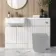 Sicily Fluted Coastal White Basin Vanity and Back To Wall Toilet Unit 1200mm (Excludes Toilet) - Brushed Brass Accents - Left Handed