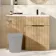 Havana Fluted Country Oak Basin Vanity and Back To Wall Toilet Unit 1100mm (Excludes Toilet) - Black Accents - Right Handed