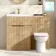 Havana Fluted Country Oak Combination Vanity Basin and Aruba Toilet 1100mm - Brushed Brass Accents